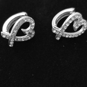 Silver heart shaped earrings